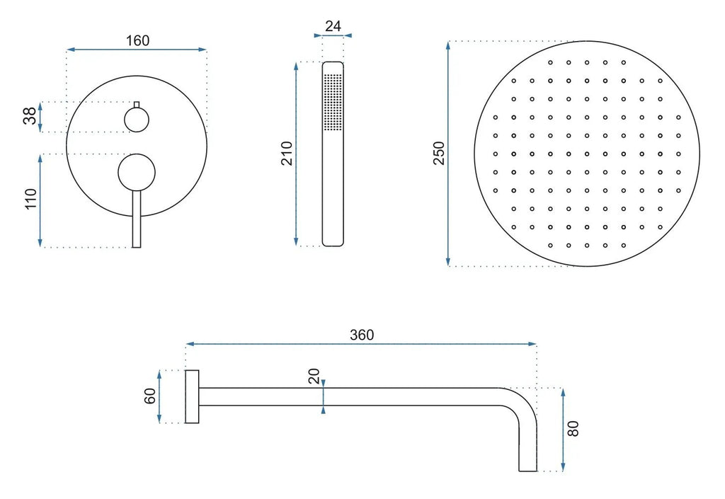 Podomietková sprchová sada Rea Lungo Copper + BOX  9