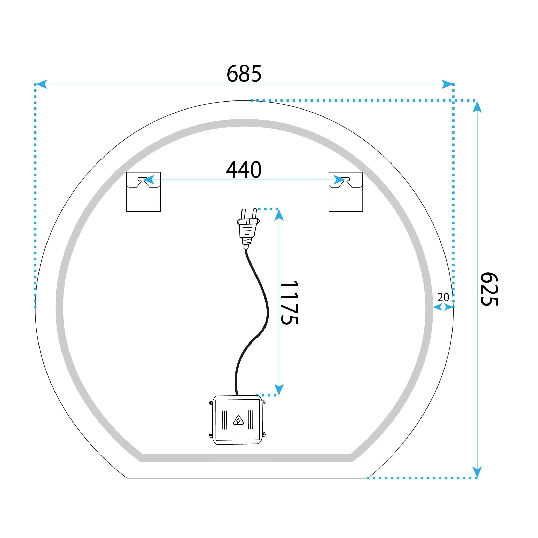Zrkadlo LED 70cm Fabio  9