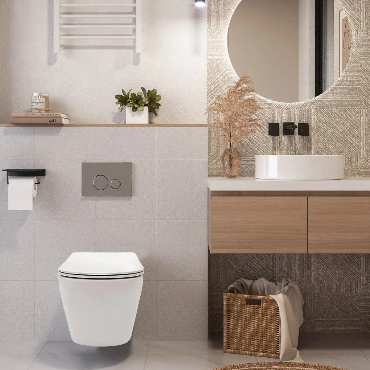 Sada závesnej WC misy REA CARLO Flat Mini Rimless + závesného Bidetu REA CARLO Mini  9