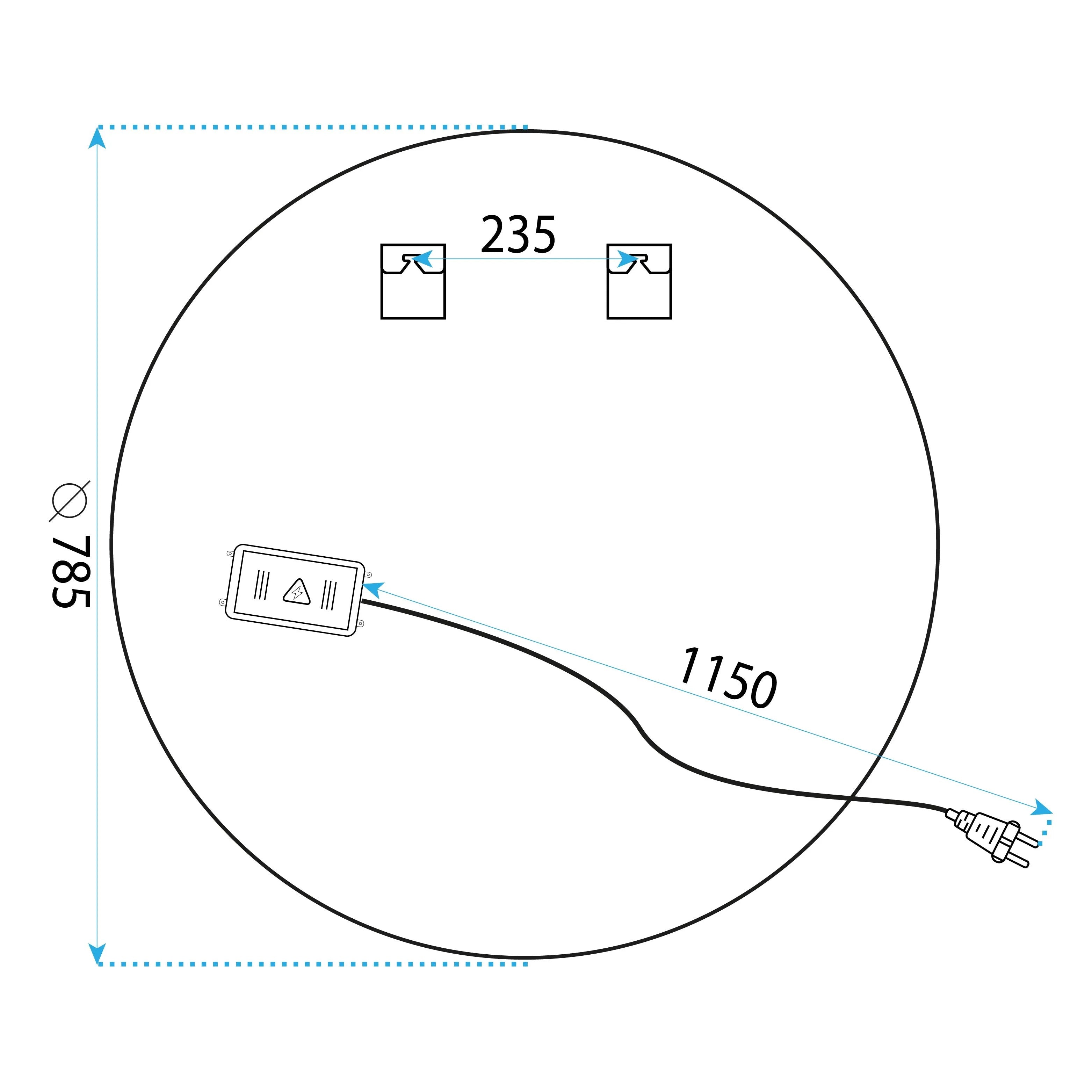 Zrkadlo LED 80cm BAS  9