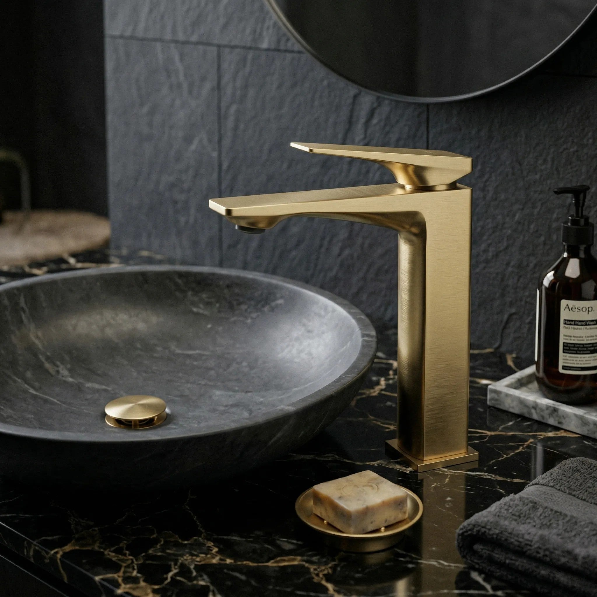 Umývadlová batéria PREMIUM REA Prime Brush Gold Low  9