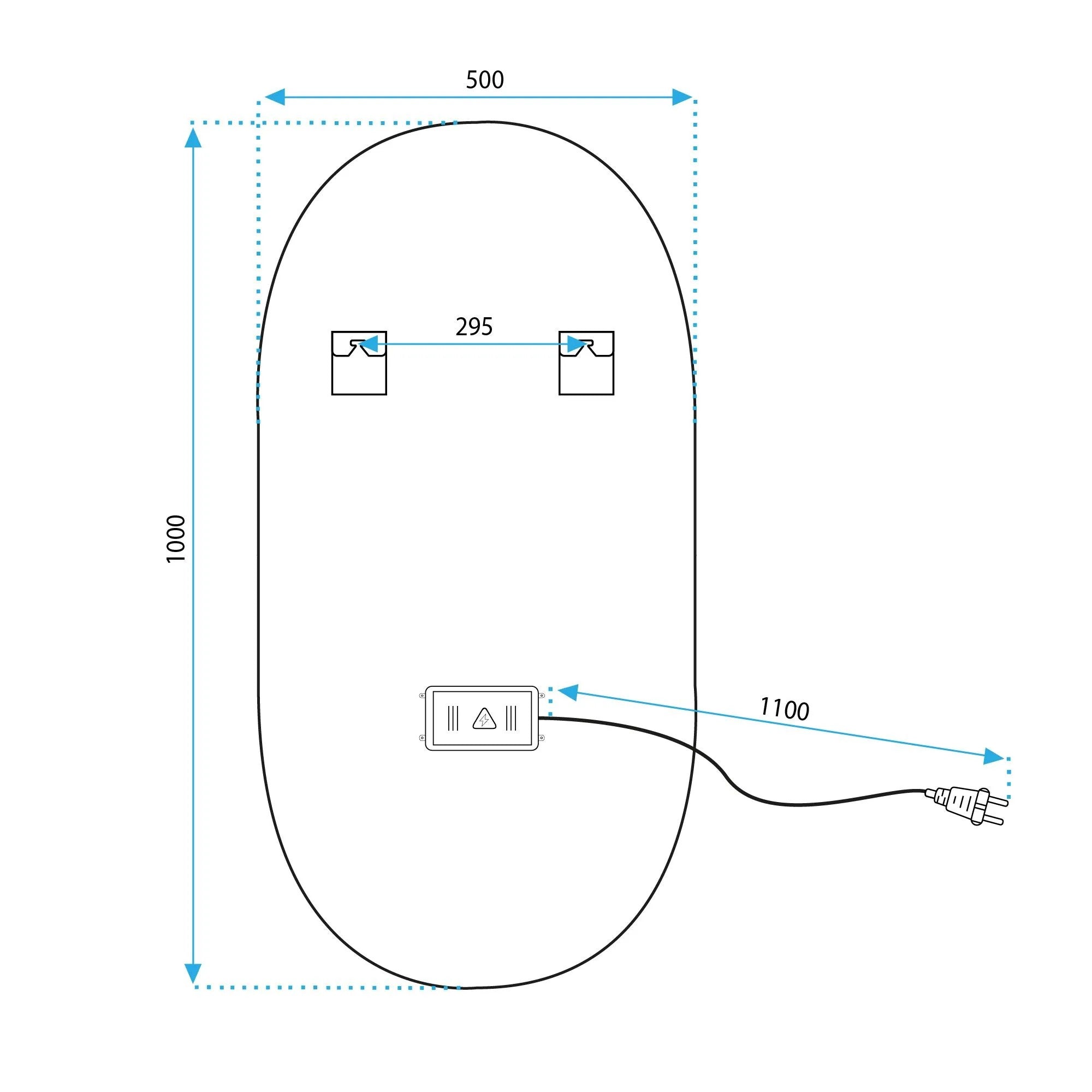 Zrkadlo LED OVL 50x100cm Gold  9