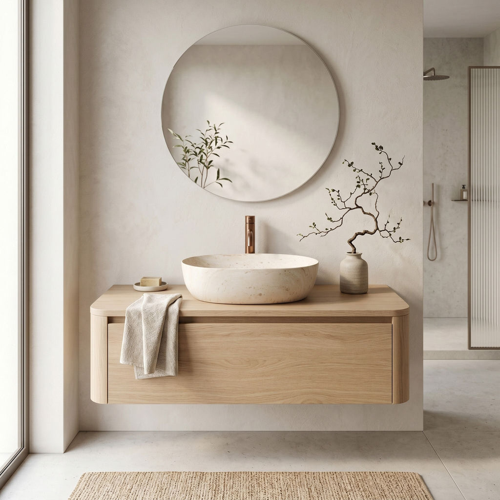 Umývadlo na dosku Amelia Travertine Classic 48  5