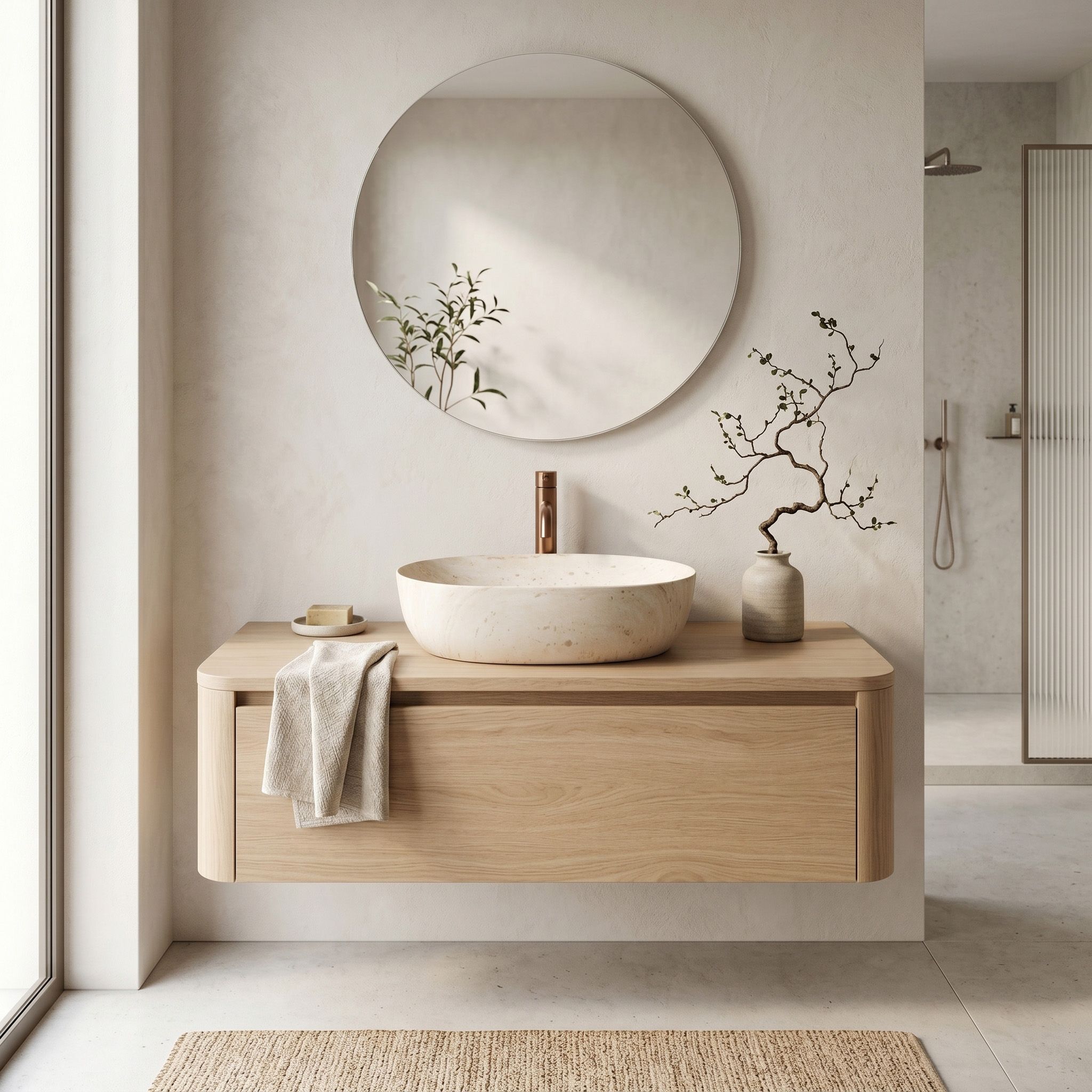 Umývadlo na dosku Amelia Travertine Classic 48  5